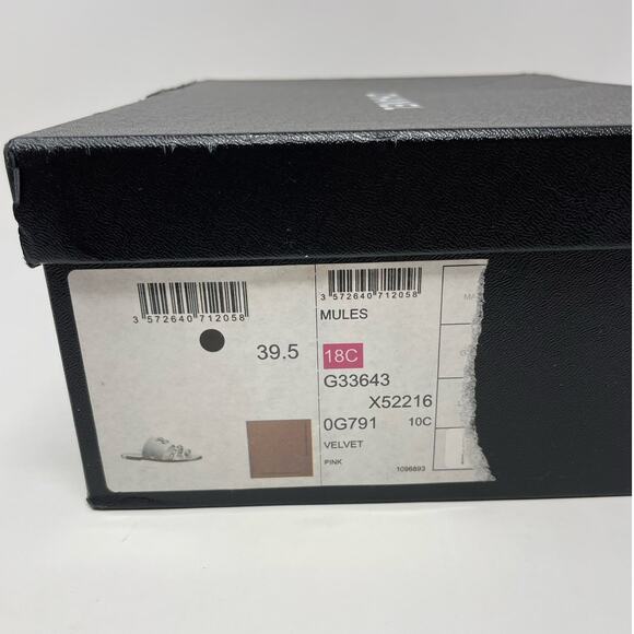 Chanel CC Logo Velvet Chain Slip On Slide Flat Mule Sandals Pink Silver EU 39.5 - Picture 13 of 14